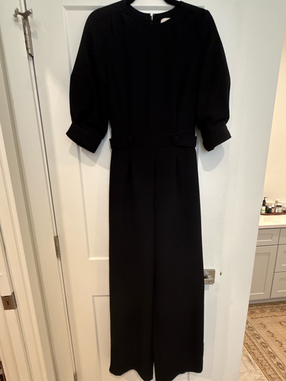 Sezane Black Long-Sleeve Jumpsuit Dress